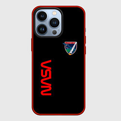 Чехол для iPhone 13 Pro Nasa space logo steel, цвет: 3D-красный