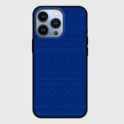 Чехол для iPhone 13 Pro Однотонный синий полосатый узор, цвет: 3D-черный