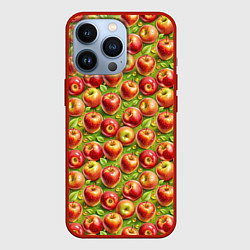 Чехол для iPhone 13 Pro Румяные яблоки паттерн, цвет: 3D-красный