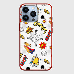 Чехол для iPhone 13 Pro Комикс изображение с собакой pop art, цвет: 3D-красный