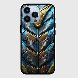 Чехол для iPhone 13 Pro Объемная синяя текстурная кожа, цвет: 3D-черный