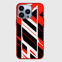 Чехол iPhone 13 Pro Black and red stripes on a white background