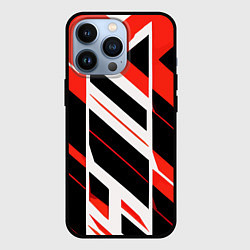 Чехол для iPhone 13 Pro Black and red stripes on a white background, цвет: 3D-черный