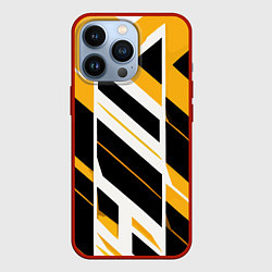 Чехол iPhone 13 Pro Black and yellow stripes on a white background
