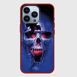 Чехол для iPhone 13 Pro Череп разъяренный кричащий - blue skull, цвет: 3D-красный