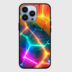 Чехол для iPhone 13 Pro Яркий градиент в разломленных плитах с желтым свет, цвет: 3D-черный