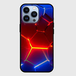 Чехол для iPhone 13 Pro Светящиеся лавой неоновые плиты в разломе, цвет: 3D-черный