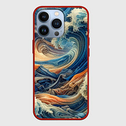 Чехол для iPhone 13 Pro Джинсовый шторм - нейросеть, цвет: 3D-красный