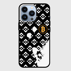 Чехол для iPhone 13 Pro Bitcoin pattern binance, цвет: 3D-черный