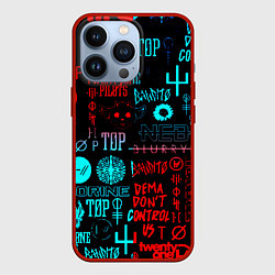 Чехол для iPhone 13 Pro Twenty one pilots pattern music, цвет: 3D-красный