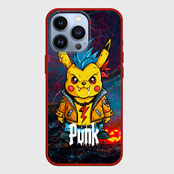 Чехол для iPhone 13 Pro Пикачу панк и страшилки, цвет: 3D-красный