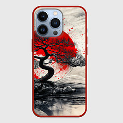 Чехол для iPhone 13 Pro Бонсай и абстрактное солнце - экспрессия, цвет: 3D-красный