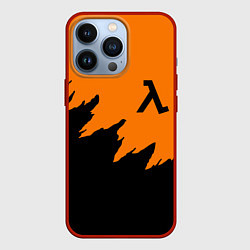 Чехол iPhone 13 Pro Half life чёрно оранжевый