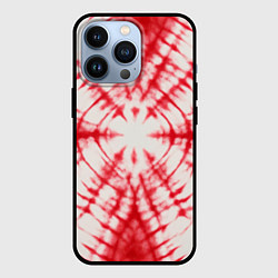 Чехол для iPhone 13 Pro Тай-дай бело-красный, цвет: 3D-черный