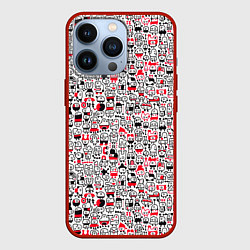 Чехол для iPhone 13 Pro Человечки с антенками, цвет: 3D-красный