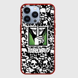 Чехол для iPhone 13 Pro Rainbow six pattern skull, цвет: 3D-красный