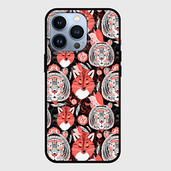 Чехол для iPhone 13 Pro Узор тигр с лисой, цвет: 3D-черный