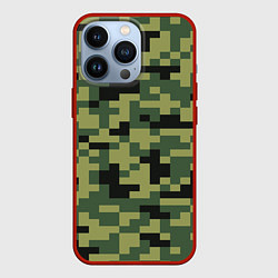 Чехол для iPhone 13 Pro Камуфляжный стиль текстура пикселя, цвет: 3D-красный