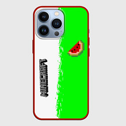 Чехол для iPhone 13 Pro Minecraft colors green game, цвет: 3D-красный