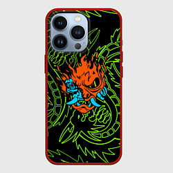 Чехол для iPhone 13 Pro Samurai dragon steel logo, цвет: 3D-красный