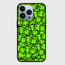 Чехол для iPhone 13 Pro Nirvana green logo smile, цвет: 3D-черный