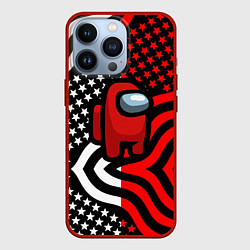 Чехол для iPhone 13 Pro Among us usa style, цвет: 3D-красный