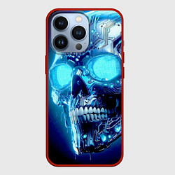 Чехол для iPhone 13 Pro Neon cyber skull - ai art, цвет: 3D-красный