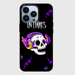 Чехол для iPhone 13 Pro In Flames неоновый череп, цвет: 3D-черный