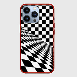 Чехол для iPhone 13 Pro Шахматная психоделика иллюзия, цвет: 3D-красный