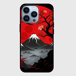Чехол для iPhone 13 Pro Япония сакура и горы, цвет: 3D-черный