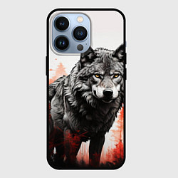 Чехол для iPhone 13 Pro Одинокий волк среди леса, цвет: 3D-черный
