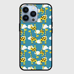 Чехол для iPhone 13 Pro Жирафы в облаках, цвет: 3D-черный