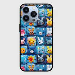 Чехол для iPhone 13 Pro Пэчворк с кроликами, цвет: 3D-черный