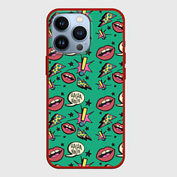 Чехол для iPhone 13 Pro Губы и молния поп арт, цвет: 3D-красный