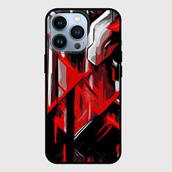 Чехол для iPhone 13 Pro Red and white abstraction on a black background, цвет: 3D-черный