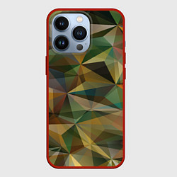 Чехол для iPhone 13 Pro Милитари абстракция стекло, цвет: 3D-красный