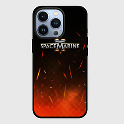 Чехол для iPhone 13 Pro Warhammer 40000 space marine 2 logo fire, цвет: 3D-черный