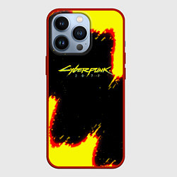 Чехол для iPhone 13 Pro Cyberpunk 2077 огненный стиль, цвет: 3D-красный