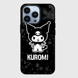 Чехол для iPhone 13 Pro Kuromi glitch на темном фоне, цвет: 3D-черный