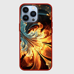 Чехол для iPhone 13 Pro Абстрактный фрактал, цвет: 3D-красный