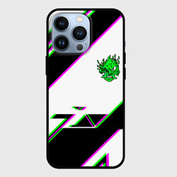 Чехол для iPhone 13 Pro Cyberpunk logo geometry, цвет: 3D-черный