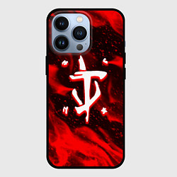 Чехол для iPhone 13 Pro Doom logo fire, цвет: 3D-черный