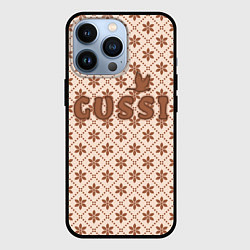 Чехол для iPhone 13 Pro Гусси - узор в стиле Гучи, цвет: 3D-черный