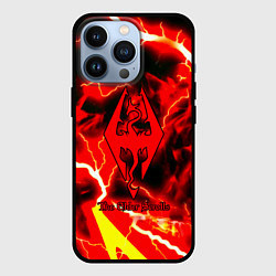 Чехол для iPhone 13 Pro Skyrim red storm logo, цвет: 3D-черный