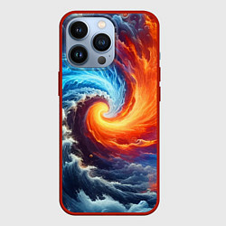 Чехол для iPhone 13 Pro Столкновение двух стихий - инь янь, цвет: 3D-красный