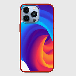 Чехол для iPhone 13 Pro Неоновые волны абстракция, цвет: 3D-красный