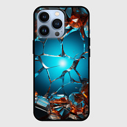 Чехол для iPhone 13 Pro Разбитое стекло текстура, цвет: 3D-черный