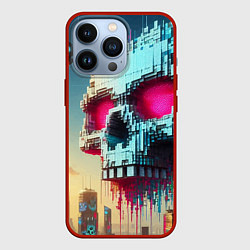 Чехол для iPhone 13 Pro Cool pixel skull - ai art fantasy, цвет: 3D-красный