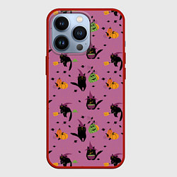 Чехол для iPhone 13 Pro Хэллоуин и кот ведьмы, цвет: 3D-красный