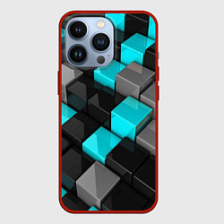 Чехол для iPhone 13 Pro Абстрактные кубы, цвет: 3D-красный